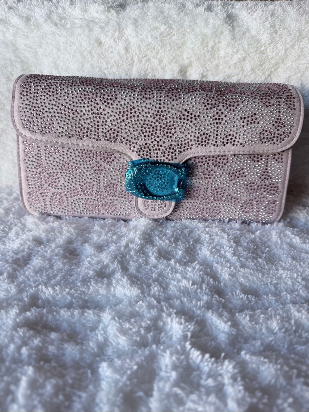 Pink & Purple Crystal-Embellished Pink Crossbody Clutch